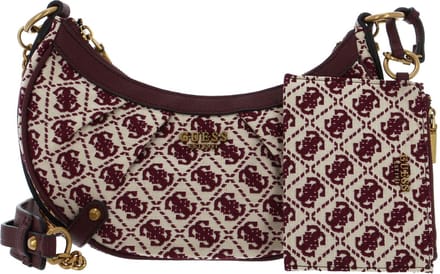 GUESS Schoudertas Clelia Crossbody Top Zip Merlot Logo Crème