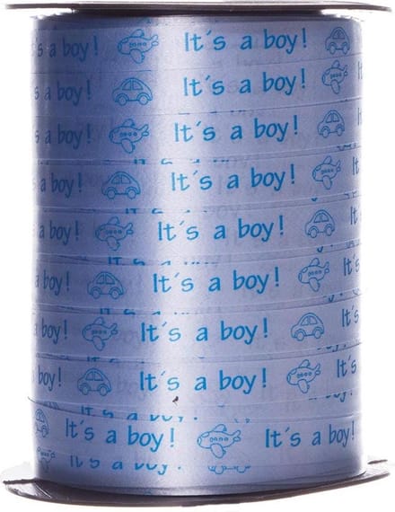 krullint blauw 10mm met bedrukking It's a boy 250 meter