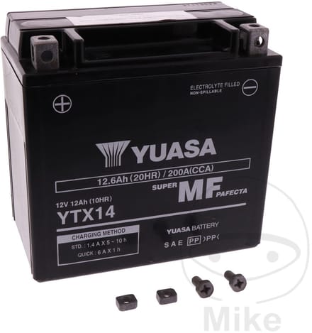 Batterij motor zonder onderhoud geactiveerd Yuasa YTX14FA