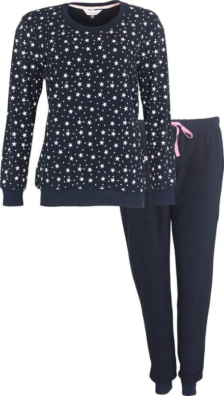 Tenderness Dames Pyjama - Badstof - Sterren - Blauw - Maat XXL