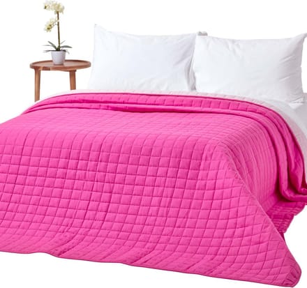 Homescapes 100% katoenen gewatteerde sprei, roze/roze, 150 x 200 cm