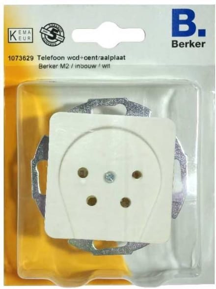 BERKER M2 telefoon wandcontactdoos + centraalplaat - Inbouw - WIT