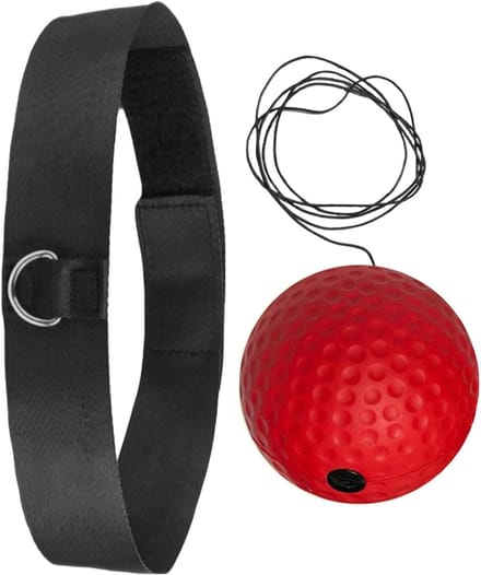 Boksreflexbal Hoofdband - Reactie bal - Fitness training - Verbetert coördinatie - Compact formaat - Rood