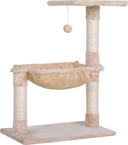 PawHut klimboom - met sisalzuil - pluche hangmat - stabiel