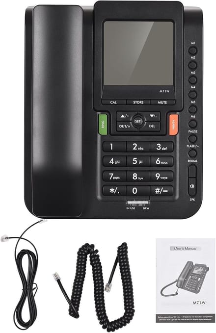 Vaste Bureautelefoon - Telefoon met Draad - Thuisgebruik - Groot LCD-scherm - 22 x 21 x 8 cm - Zwart