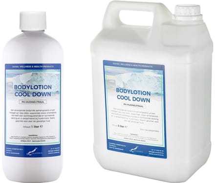 Bodylotion Cool Down 1 Liter - hervulbaar + Jerrycan 5 Liter navulling