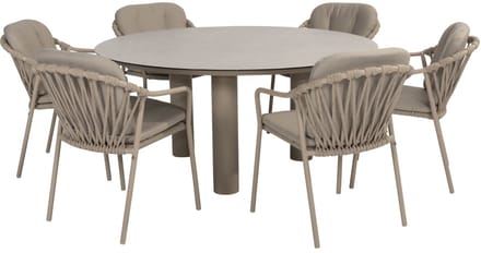 Manitoba Donato dining tuinset 160xH75 cm 7 delig keramiek latte Taste 4SO