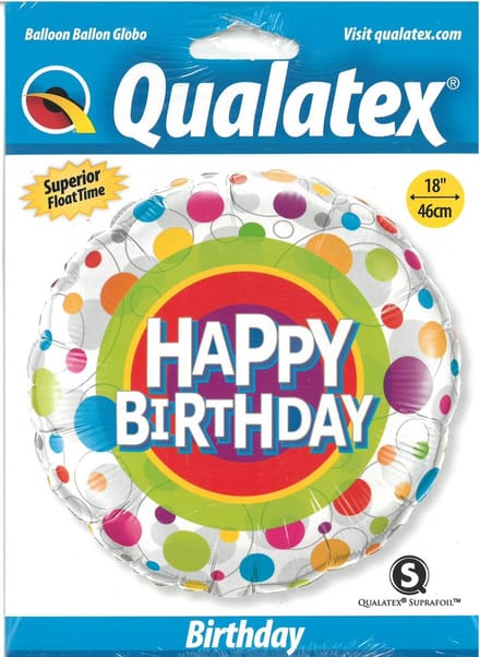 Qualatex - Folieballon Happy Birthday Dots 45 cm