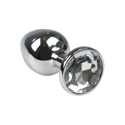 Gladde Zilveren Buttplug - Diamant