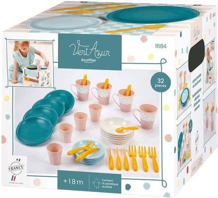 Ecoiffier Vert Azur Picknick Speelset met Kartonnen Picknickmand - 32dlg.
