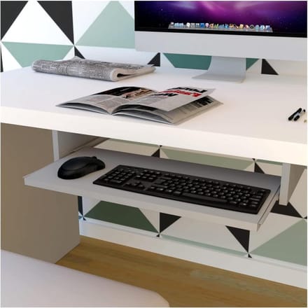 Toetsenbordlade Hout - Uitschuifbare Lade Bureau - Bureau Organiseren - Ergonomisch Ontwerp - 70 x 31 x 9 cm - Grijs