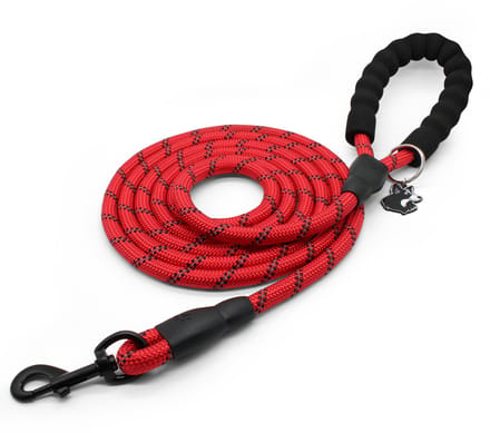 Dougi - Hondenriem 3 m - Reflecterend - Met Poepzak-Sleutelhanger & Gratis E-boek - Rood