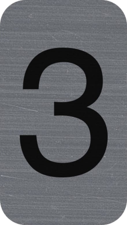 Exacompta Zelfklevend plaatje in imitatie aluminium Cijfer 3 - 2,5x4,4 cm - Grijs - 67183E