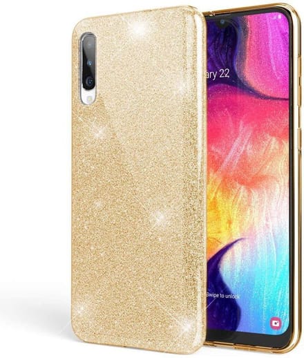 Backcover Hoesje Geschikt voor: Samsung Galaxy A70S Hoesje Glitters Siliconen TPU Case Goud - BlingBling Cover