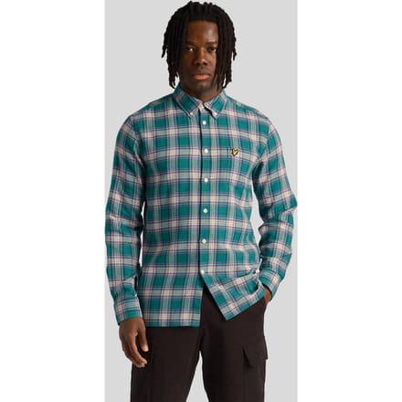 Lyle & Scott groen geruit flanellen overhemd met lange mouwen