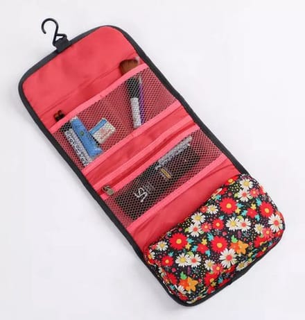 Toilettas met Haak - Ophangbare Toilettas - Compacte organizer voor Toiletartikelen - Rood -