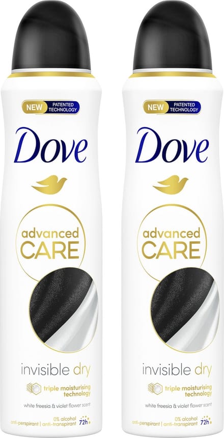 Dove - Anti-Transpirant Deodorant Spray - Advanced Care Invisible Dry - 2 x 150 ml - Voordeelverpakking