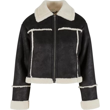 Urban Classics - Shearling Jacket - XL - Zwart/Beige