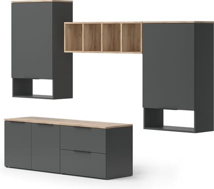 Vicco Wido Wandmeubel – 5 delen Antraciet