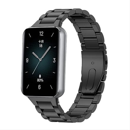 Strap-it Stalen schakel bandje met vlindersluiting - geschikt voor de Honor Band 9 (zwart)