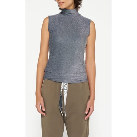 10DAYS Turtleneck Top Glitter Black Maat: XS | Mouwloze Tops Outlet | Dames | Zwart