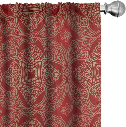 ABAKUHAUS – 2x75x225 cm Voorhangen – microvezel, halfschaduw, vermiljoen kamel & tan