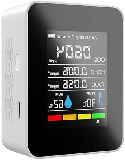 Luchtkwaliteit Monitor - CO2 Meter Detector - Binnenklimaat Meten - APP BT Connectie - Compact Formaat - Wit