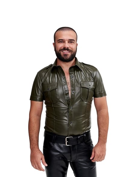 Mister b sheep leather police shirt green large