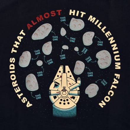 Star Wars - Navy Men's T-shirt - Asteroids that almost hit millenium falcon - S