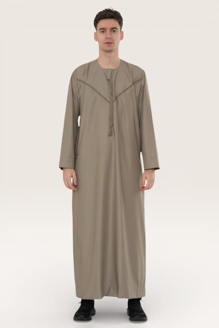 Heren beige Eid Marokkaanse Thobe gewaad Djellaba Ramadan Eid Jubba LFS-HM10