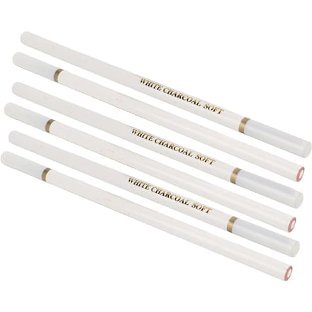 6 stuks Wit Houtskoolpotlood Niet Giftig Milieuvriendelijk Schets Zacht Medium Hard Hoogglans white