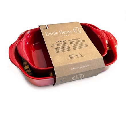 Emile Henry Schaal rechthoekig set van 2 E-box - Grand Cru