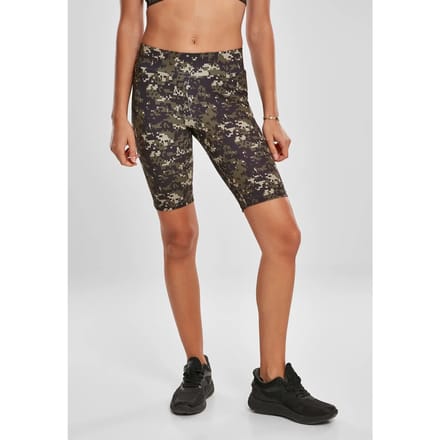 Urban Classics - High Waist Camo Tech Korte cycle broek - M - Groen/Bruin