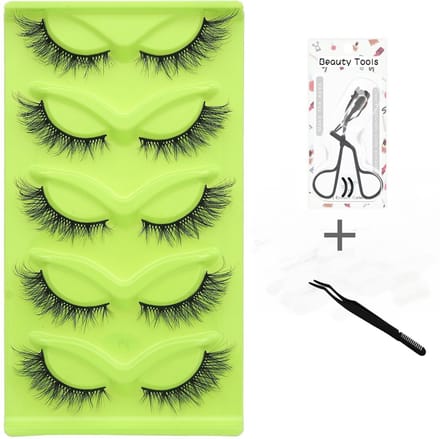 5 paar Nepwimpers- 3D valse wimpers set - driedimensionaal effect - laatste mode - gratis wimperkruller - gratis wimperkam - 17 mm extra lang