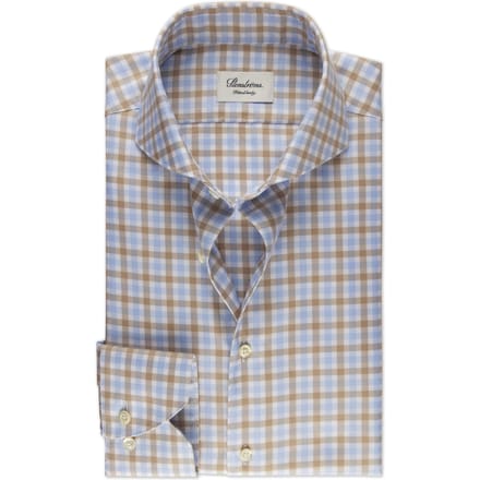 Stenströms Slimline/36, Rc Cuff Light Beige Check Maat: 44 | Zakelijke Overhemden Outlet | Heren | Blauw