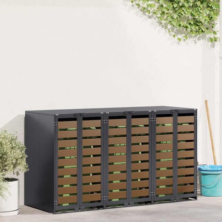 vidaXL - Wheelie - Bin - opslag - voor - 3 - bakken - Staal - Antraciet