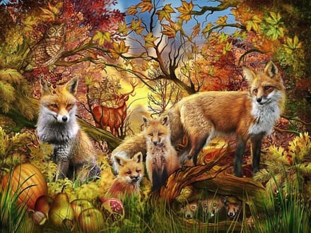 Herfst Vossen Puzzel - Legpuzzel - Ontspanning thuis - Precisie snijden - 61 x 46 cm - Herfstkleuren
