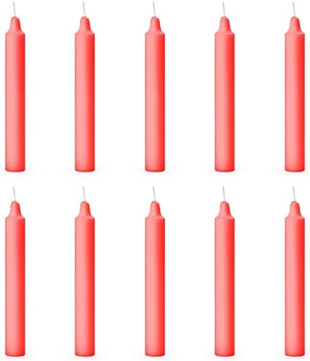 Set van 10 Rituele Stokkaarsen voor Chakra's en Decoratie (Rood)