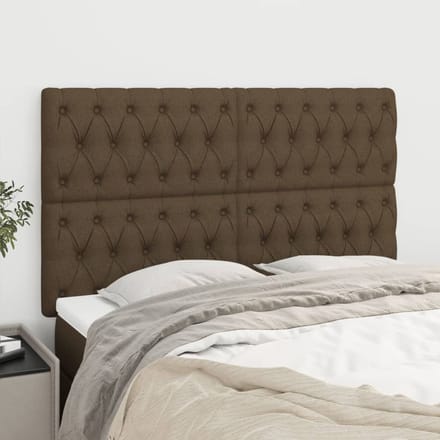 vidaXL - Hoofdbord - donkerbruin - 144x7x118/128 - cm - stof