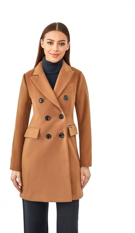 Versano Valentina NG Dames Mantel Manteljas 3 kwart Winterjas M - Camel