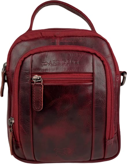 Schoudertas Leer Rood - Schoudertas Dames - Schoudertas Heren - Compacte schoudertas - Rundleer
