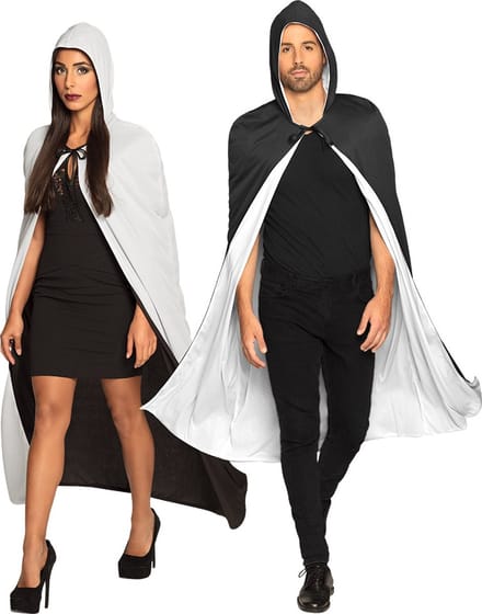 Boland - Cape Twilight zwart/wit - Volwassenen - Vampier - Halloween - Horror - Vampier