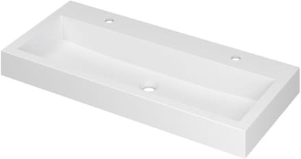INK Momento Wastafel Polystone met 2 Kraangaten - 1000x450x90 mm - Mat Wit