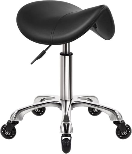 Zadelkruk op Wielen - Kapperskruk Ergonomisch - Tabouret - Zwart