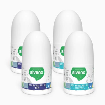 Siveno Natuurlijke Roll-On Deodorant Voordeelset – Sportive & Men – 4 Stuks