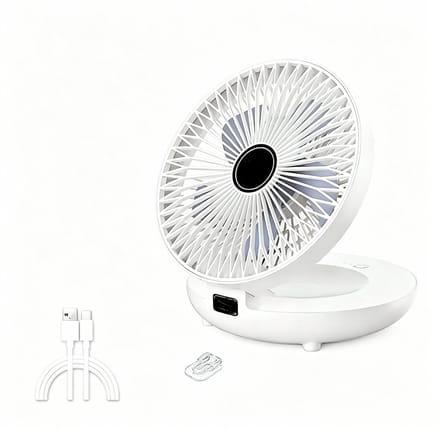 Ventilator - Draagbare ventilator - Dubbeldoeleindige Oplaadbare - USB Tafelventilator - Ventilator Bureau - Koeling - 19x19x22cm - Met Haak en 3 Snelheden