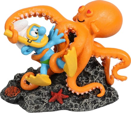 Aqua della smurfen onderwater octopus 13,4x7,9x9,8cm meerkleurig