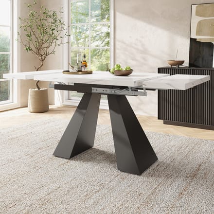 Esstafel - 99-159×74 cm - Uitschuifbare Eettafel - Ruime Werkblad, Flexibel Design - MDF - Wit