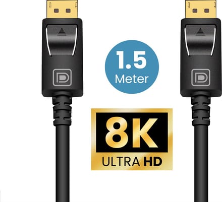 Somstyle DisplayPort kabel 1.4 – 8K 60Hz – 4K 144 Hz - 32.4GBps – Gecertificeerd – DP 1.4 Kabel - 1.5 Meter