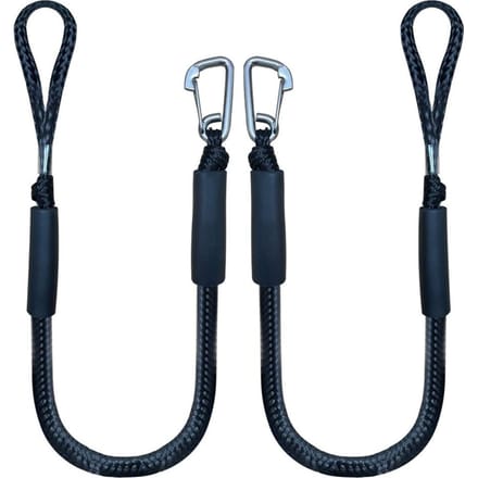 2 stuks 4ft Bungee Dock-lijnen met haak voor boot, jetski, ponton, kajak, waterscooters black